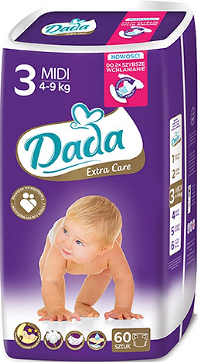 dada extra soft 3 midi pieluchy 4 9kg 60szt