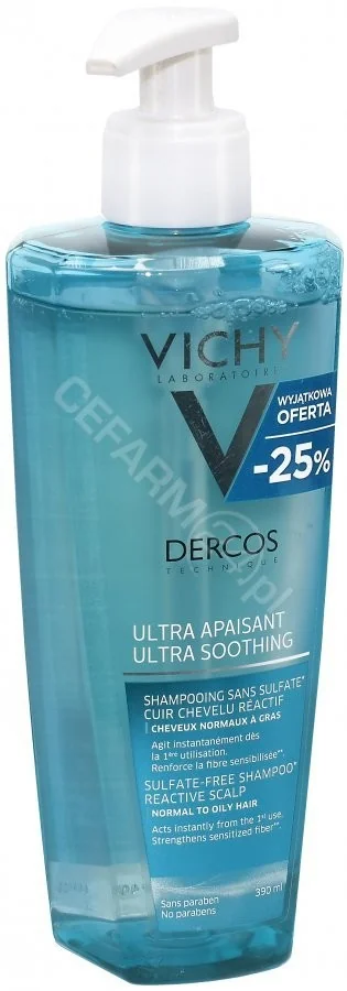 vichy decros ultra soothing szampon ultrakojący do włosów suchych 390ml