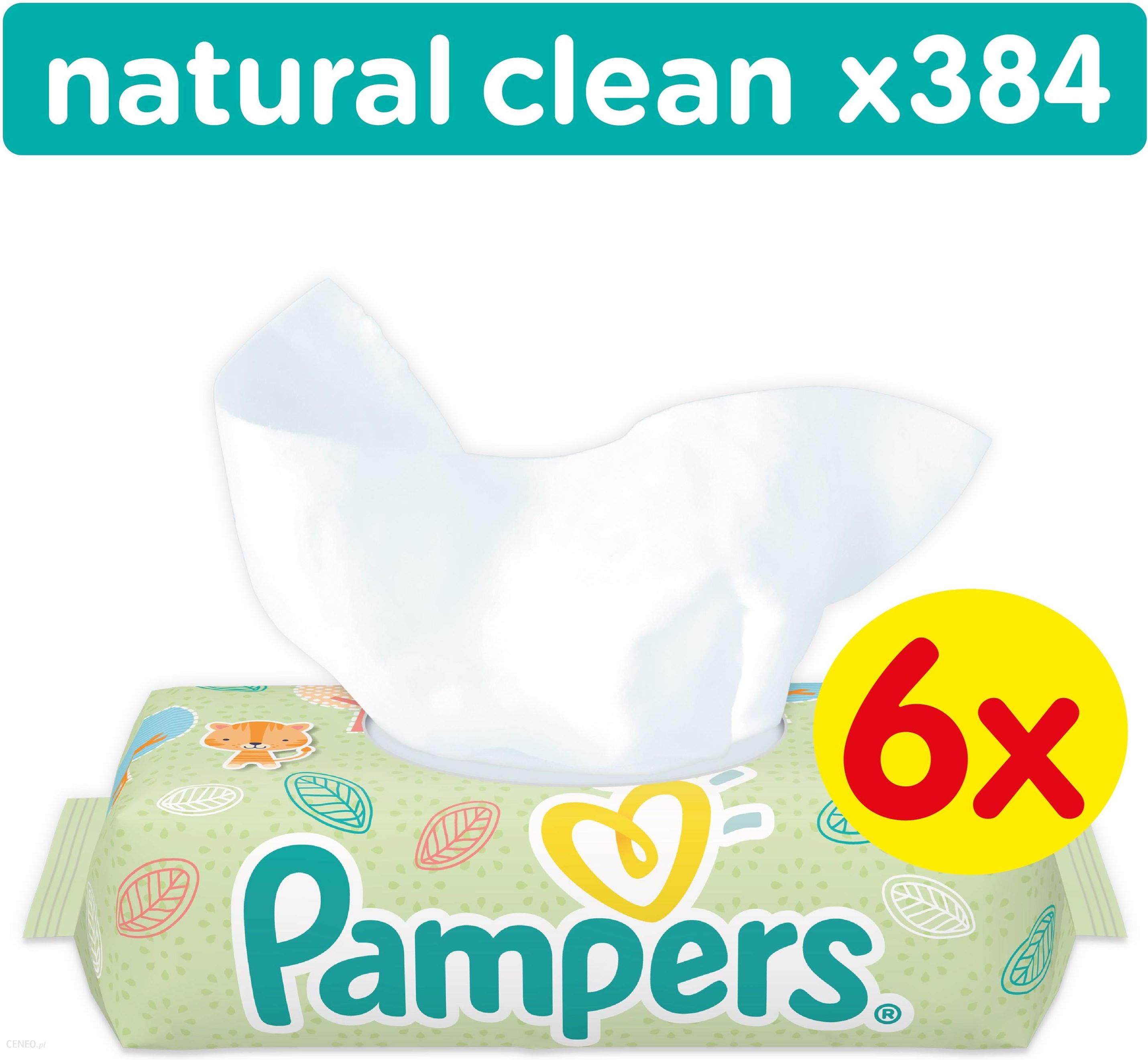 pampers naturally clean chusteczki nawilżane 6 x 64 szt