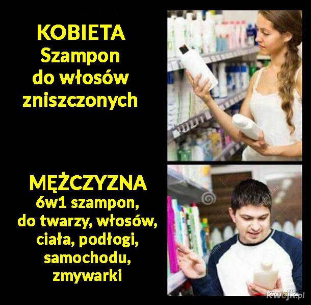 szampon dla mezczyzn a dla kobiet memy