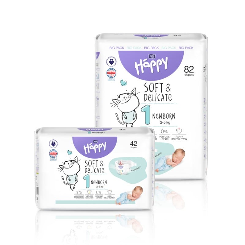 bella happy pieluszki pieluchy newborn 1 2-5kg 42szt