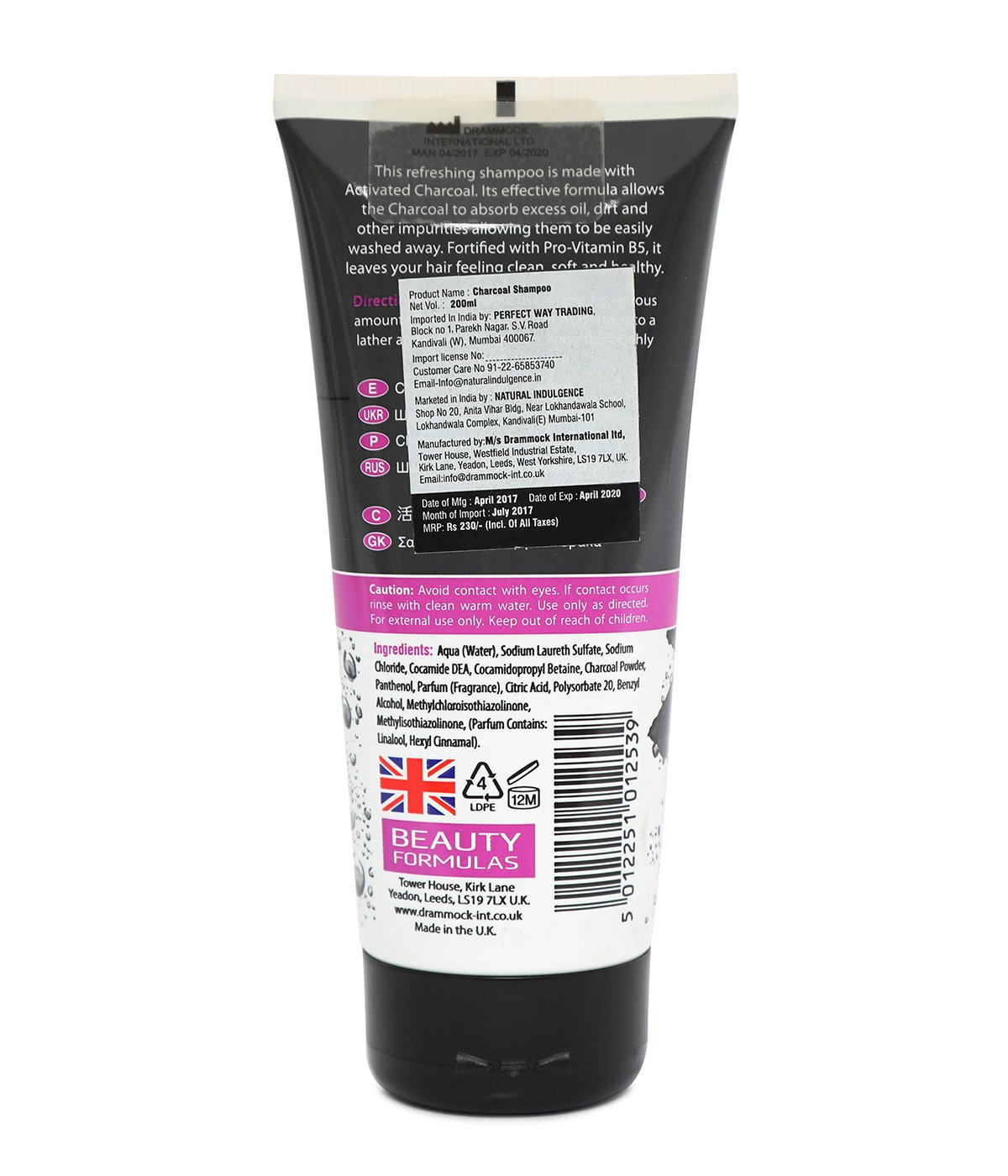 szampon beauty formulas z węglem ingredients