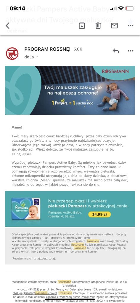 pampers rossnę za darmo