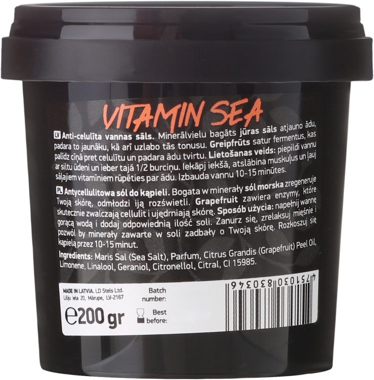 Beauty Jar „Vitamin Sea” – antycellulitowa sól do kąpieli 200g