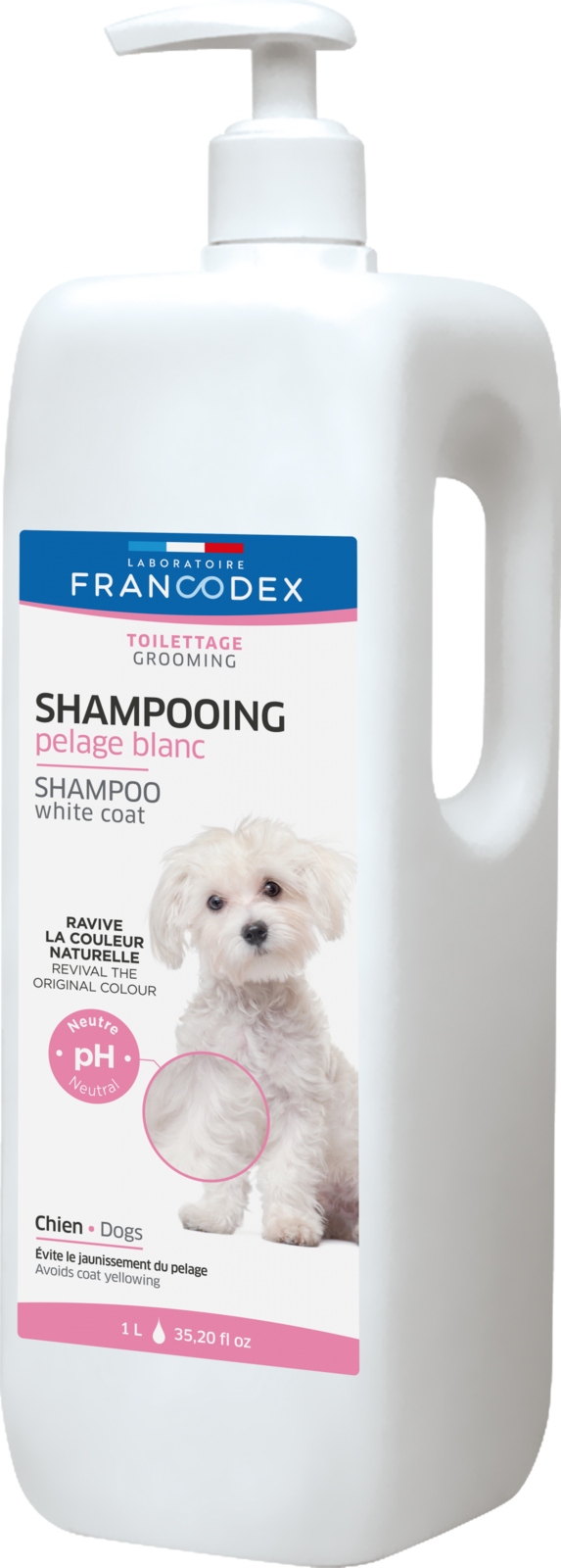 niebieski szampon dla psa do białej siersci