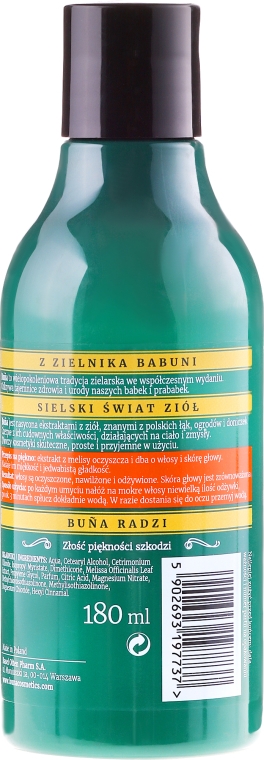 buna regeneracyjna odżywka do włosów przetłuszczających się melisa 180ml