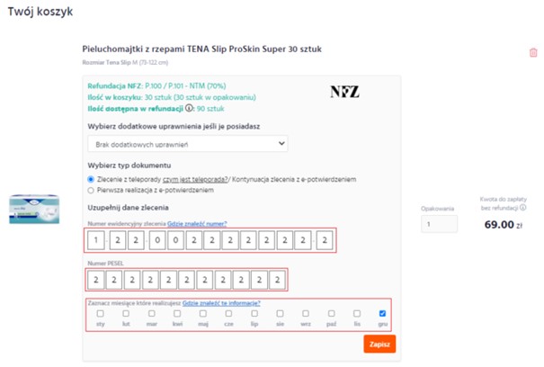 wniosek na pieluchomajtki dla kogo