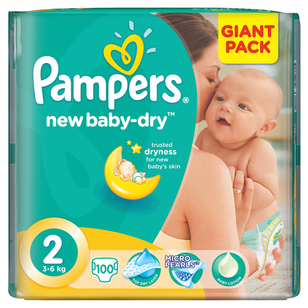 pampers new baby pieluchy rozmiar 2 mini 3-6kg 100 sztuk