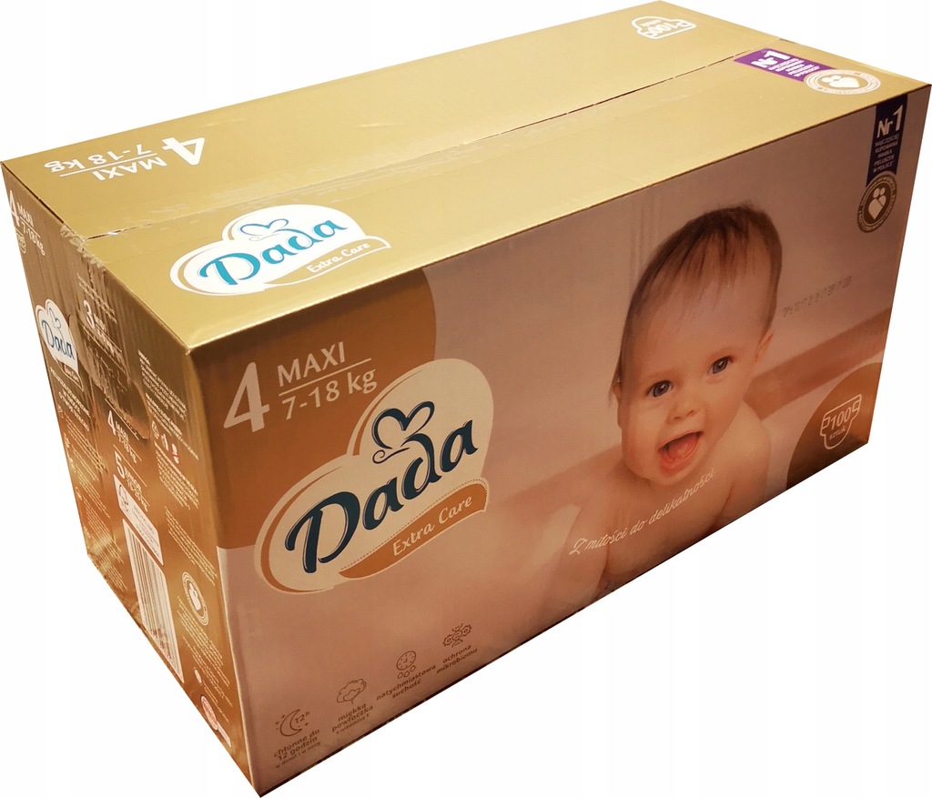 pieluszki pieluchy dada 4 maxi 100 sztuk 7-18 kg