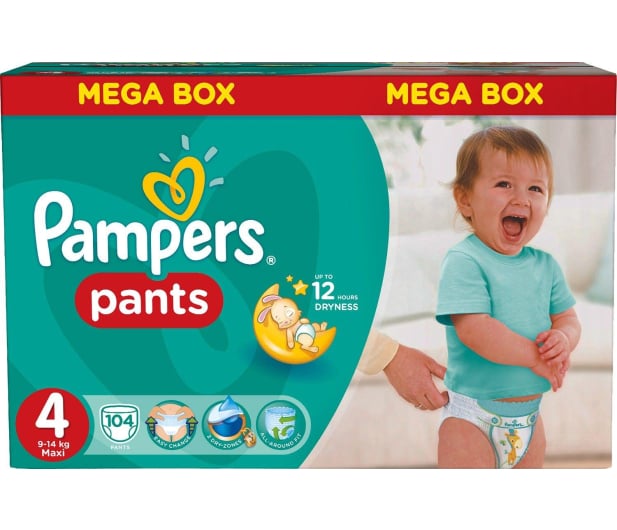 pieluchomajtki mega box pants 4 maxi 104 szt pampers 0215397