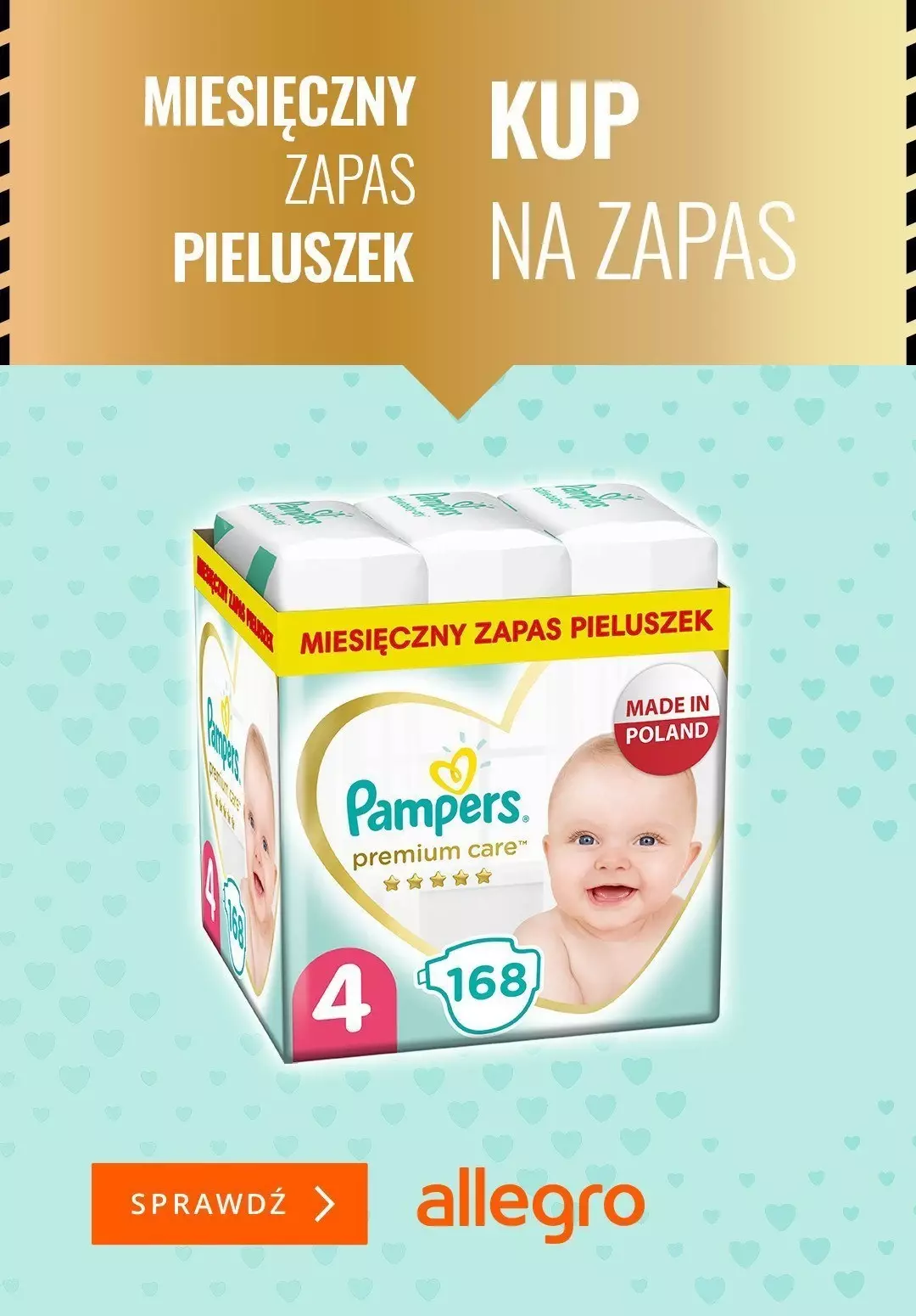 miesięczny zapas pieluszek pampers