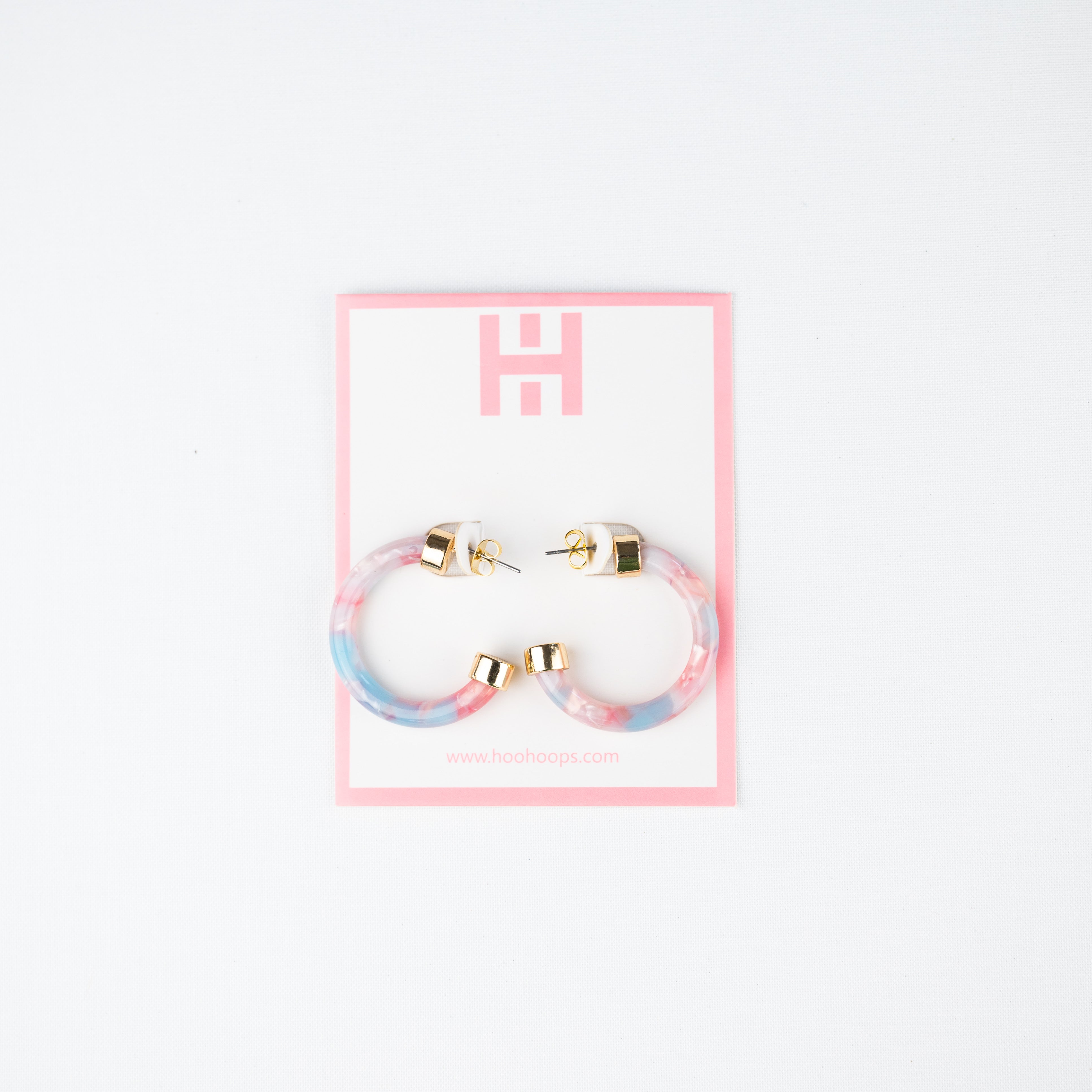 cotton candy huggie earrings