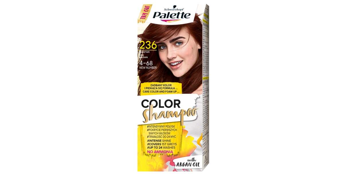 palette color shampoo szampon koloryzujący bez amoniaku nr 236 kasztan