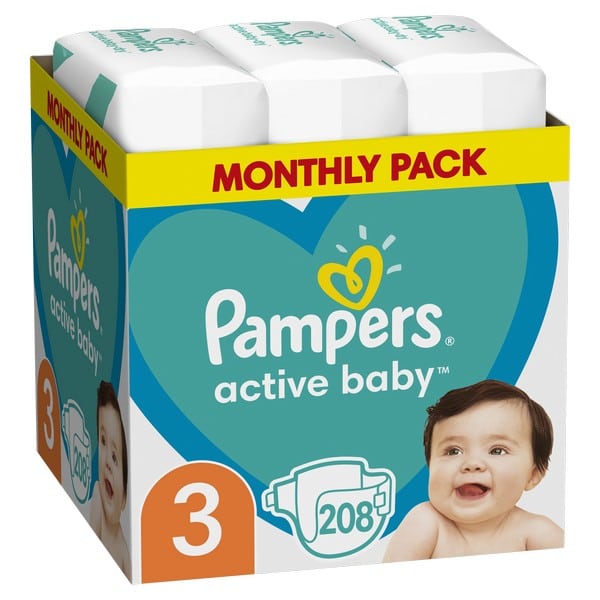 pampers active baby dry 3 208 szt