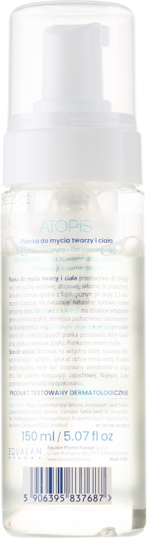 atopis pianka do mycia twarzy i ciała 150 ml