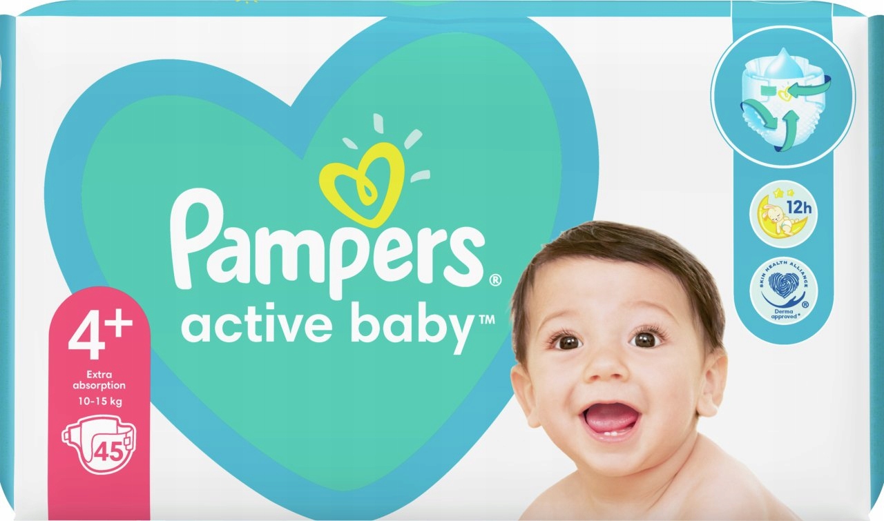 pieluchy pampers active baby-dry 4+ maxi+