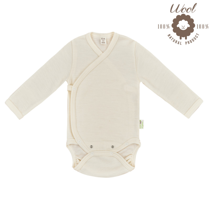 Bio Baby Merino wool bodysuit with long sleeves