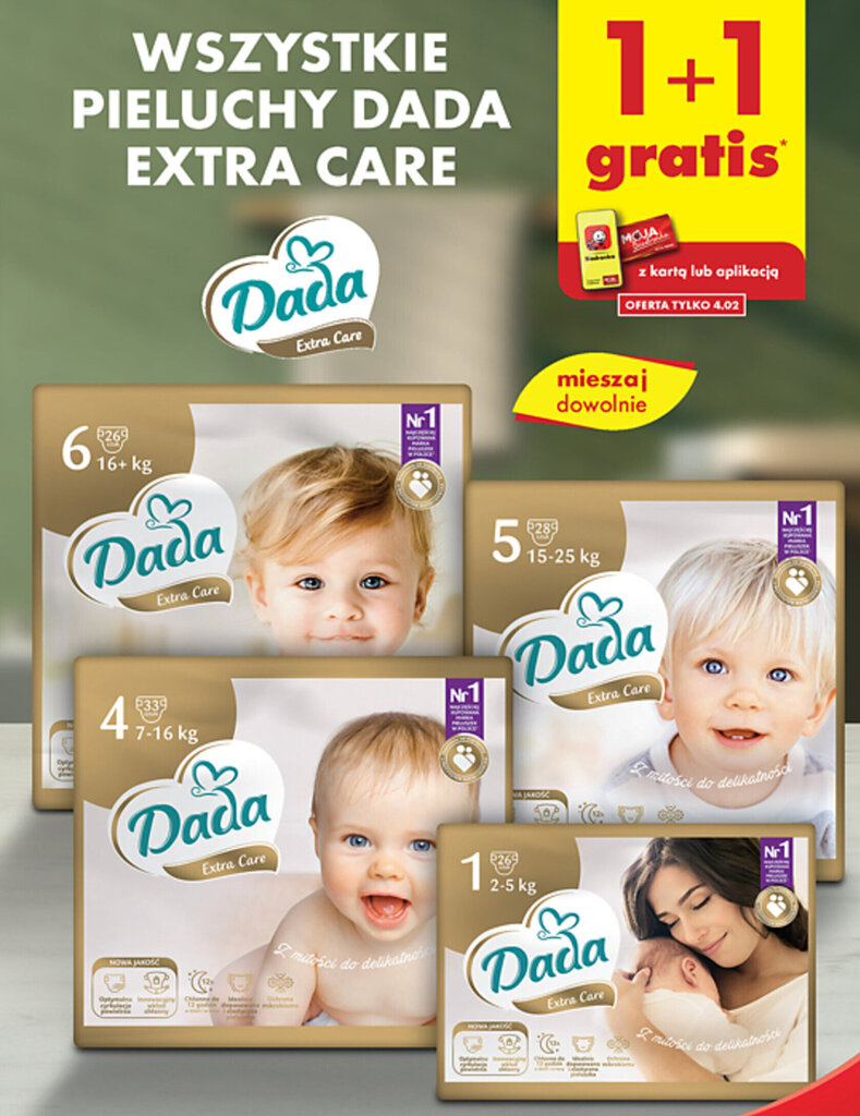 pieluchy dada extra care newborn biedronka