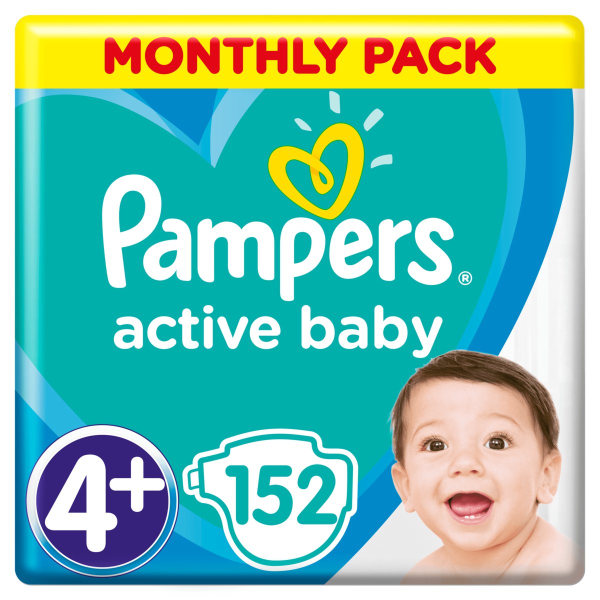 pampers pieluchy active baby 4+ maxi 152 szt