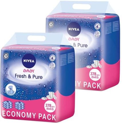 nivea 6x63szt baby fresh&pure chusteczki nawilżane dla dzieci i niemowląt