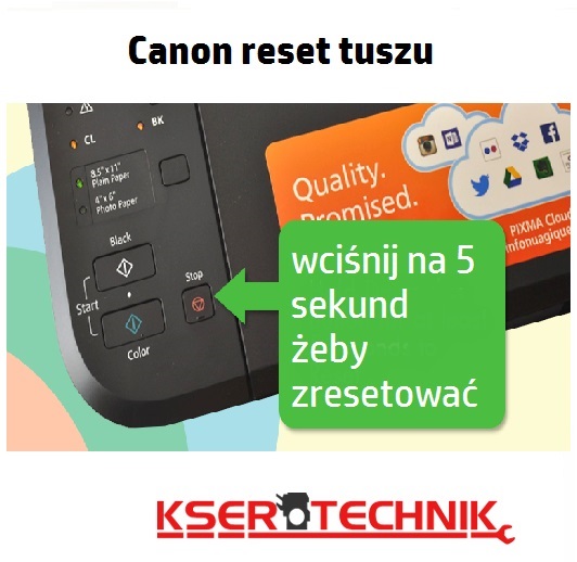 kombinacja przycisków na drukrce canon by wyzerować pampers