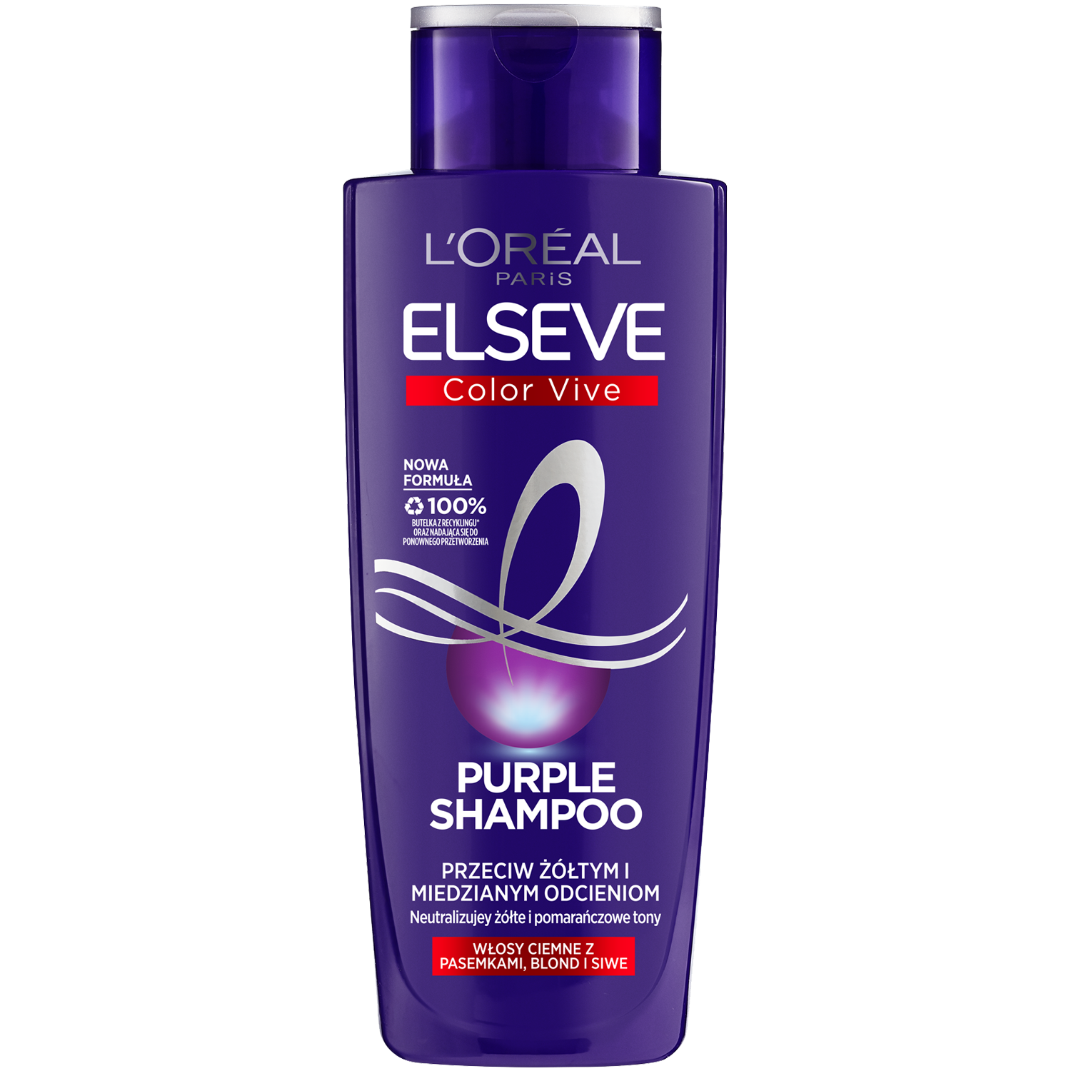 fioletowy szampon do włosów ciemnych