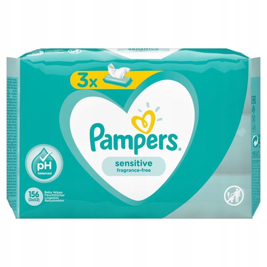 chusteczki pampers sensitive 3x52