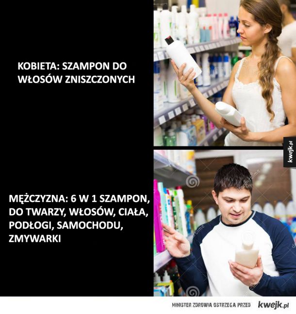 szampon dla mężczyzn a dla kobiet żart