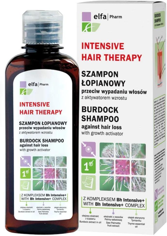 szampon łopianowy przeciw wypadaniu włosów elfa pharm burdock shampoo