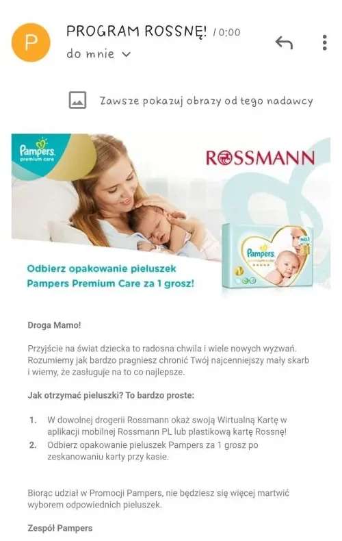 pampers w prezencie rossmann