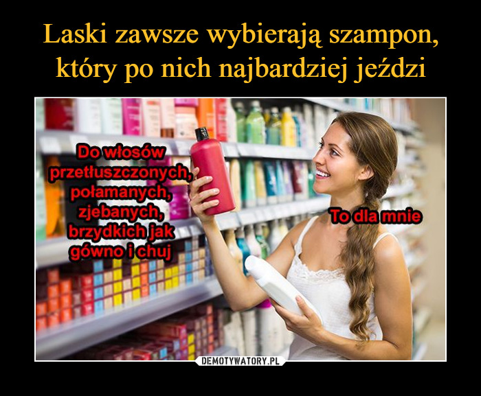 dziewczyny wybierają szampon który po nich jedzie memy