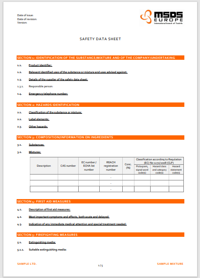 safety data sheet