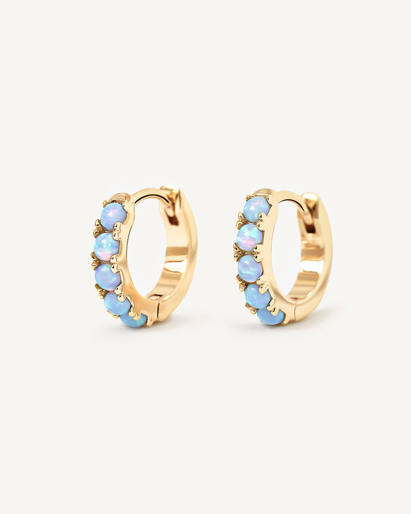 orelia luxe blue opal huggie hoop earrings