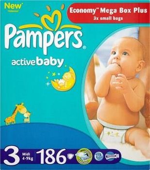 pampers active baby-dry pieluchy rozmiar 3 midi 4-9kg 174 sztuki