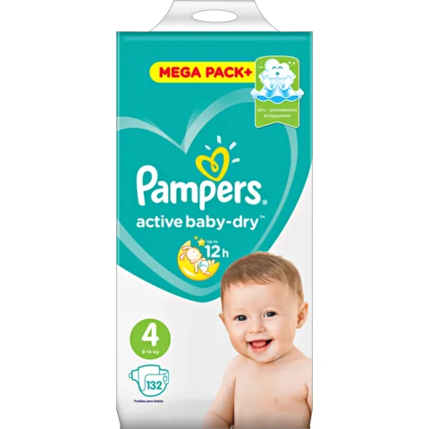 pampers active baby 4 maxi mega box 132