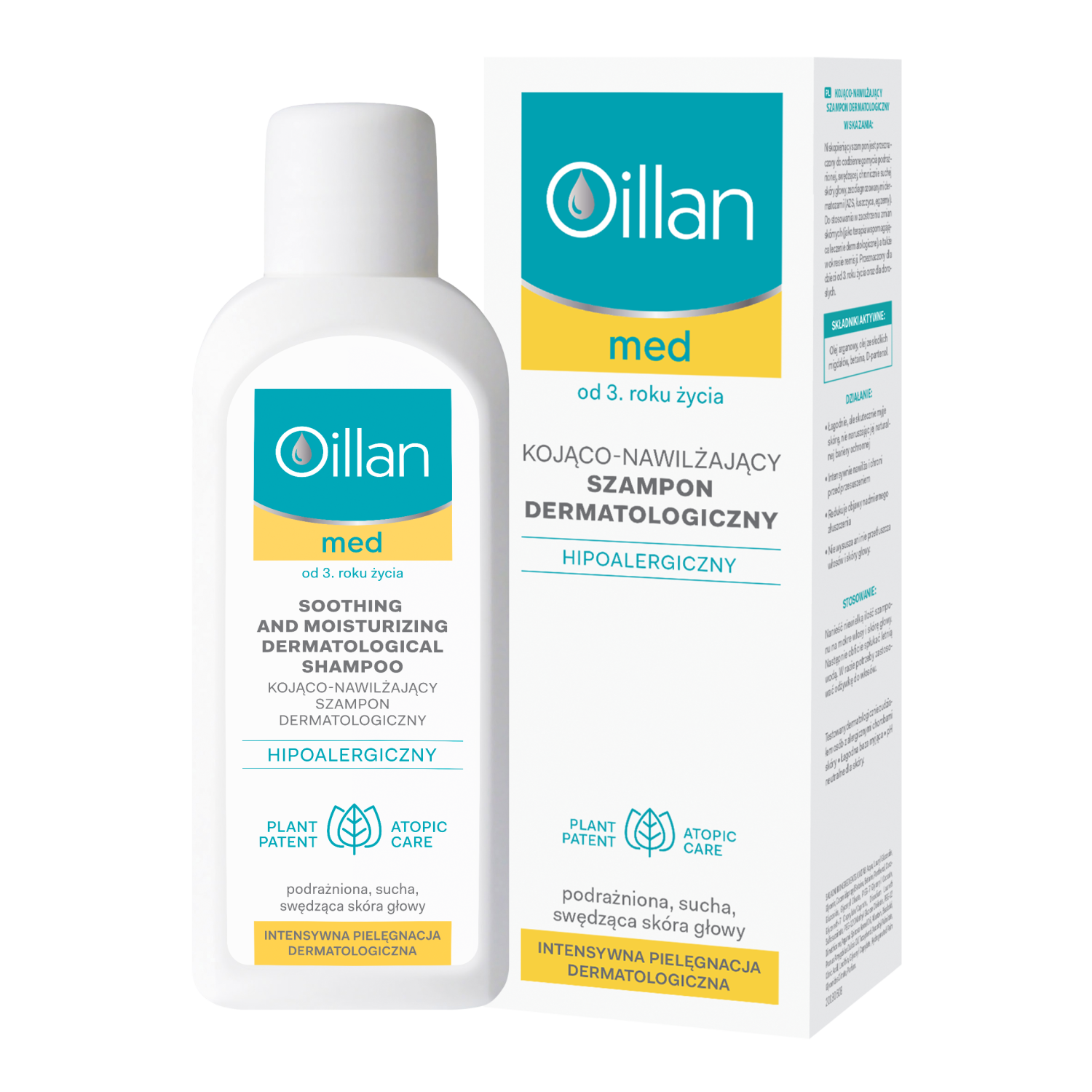 oillan med+ kojąco-nawilżający szampon dermatologiczny 150 ml