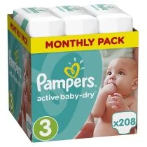 pampers 3 active baby dry 208