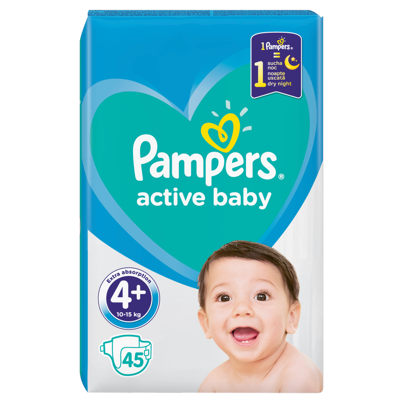 pampers active baby dry 4+ 45 szt