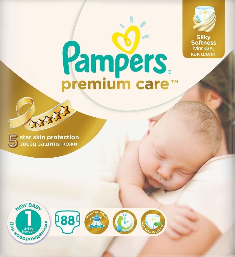 pieluchy pampers premium care 1 new born 88 sztuk