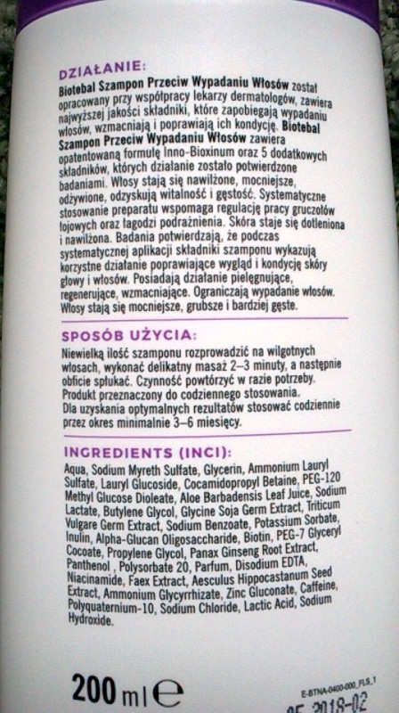 biotebal szampon skład