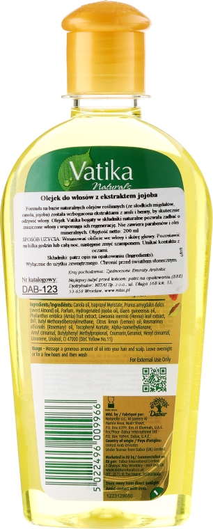 vatika regenerujący olejek z olejem jojoba do włosów zniszczonych