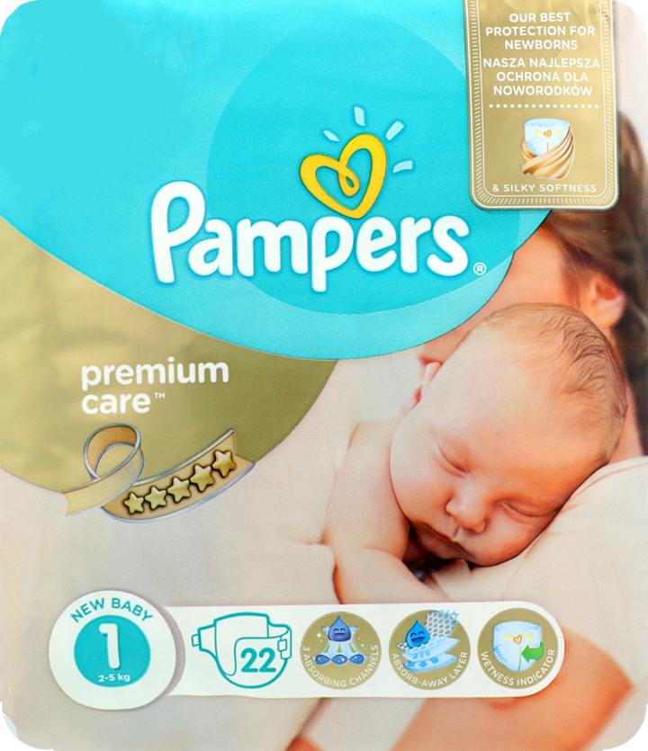 pampers premium care pieluchy rozmiar 1 newborn 2-5kg 22 sztuki