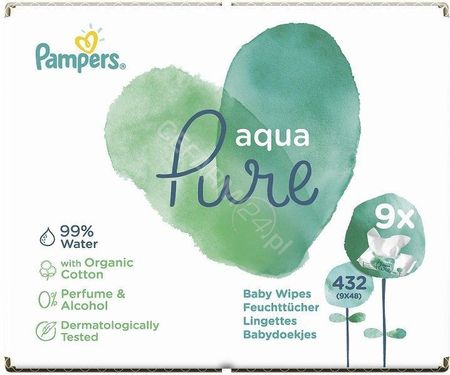 pampers aqua pure chusteczki nawilżające 9x48 szt