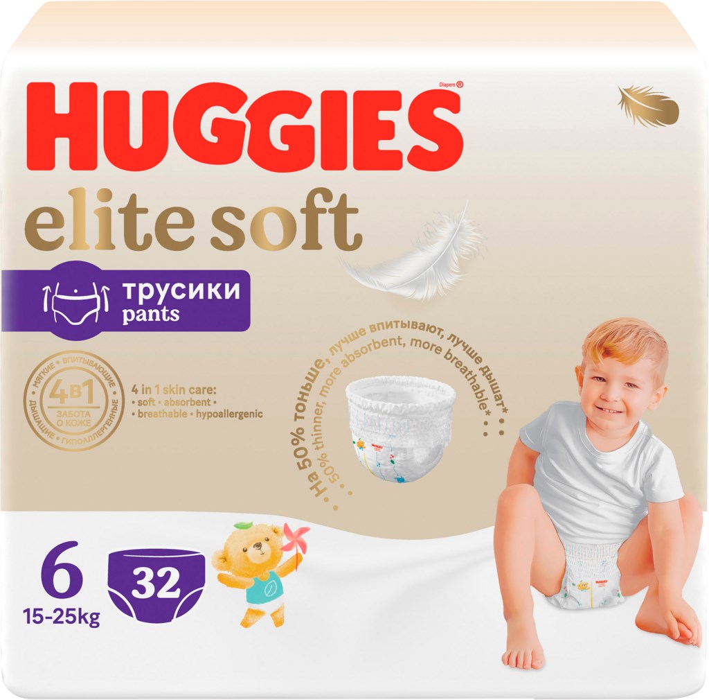 huggies elite soft трусик 6