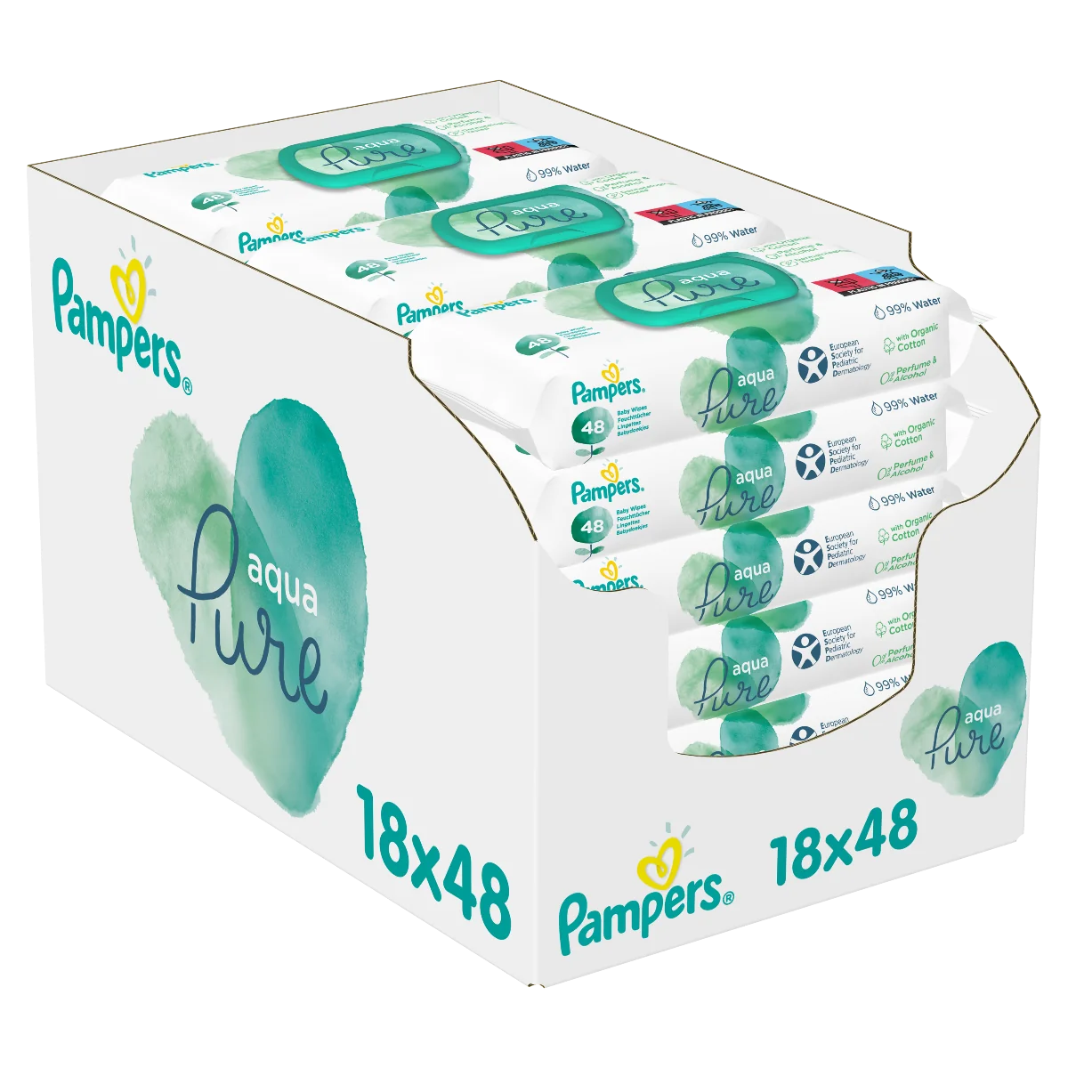 pampers aqua pure chusteczki nawilżające 18x 48sz