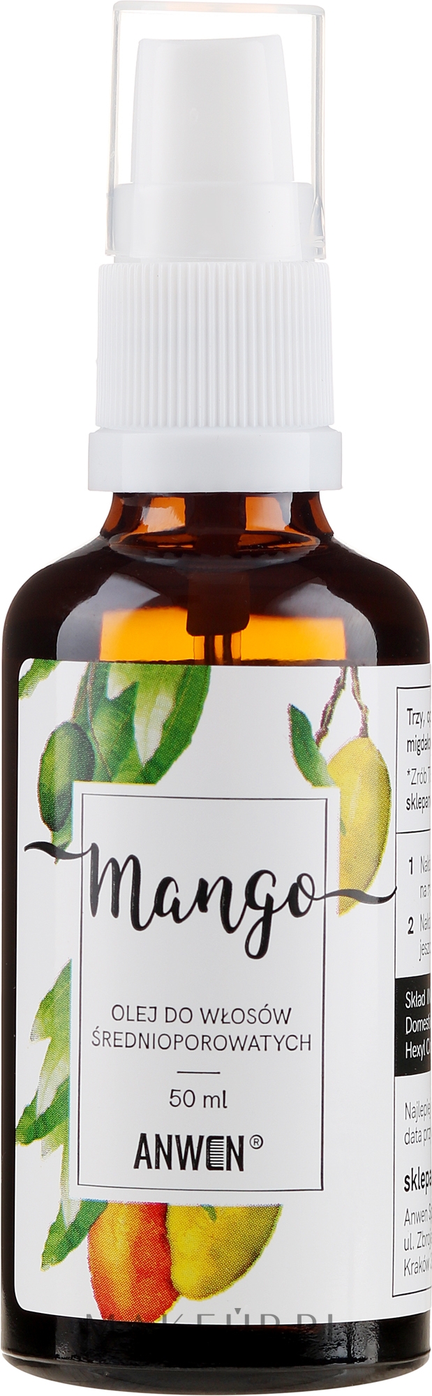 anwen olejek do włosów średnioporowatych mango