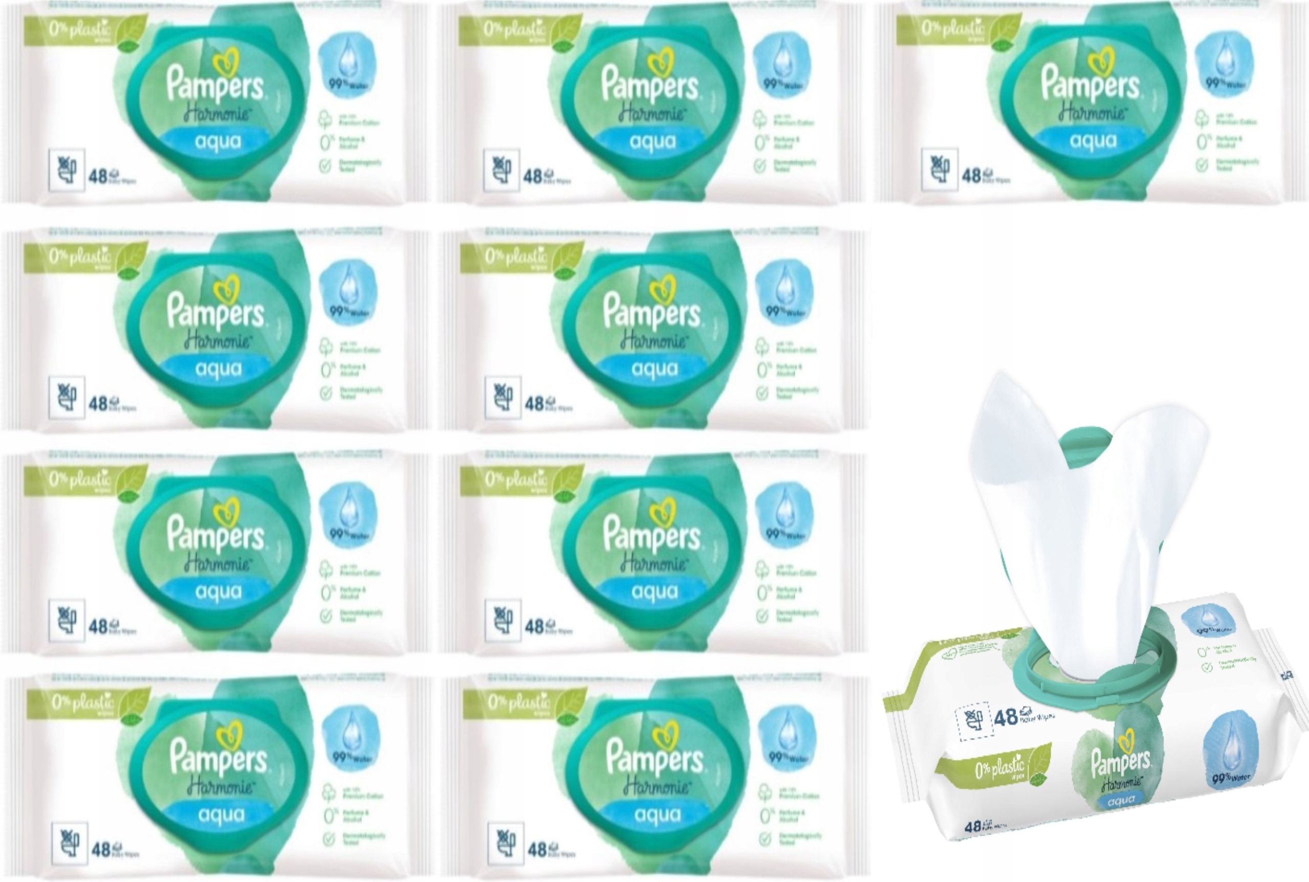 pampers aqua pure chusteczki nawilżające 9x48 szt