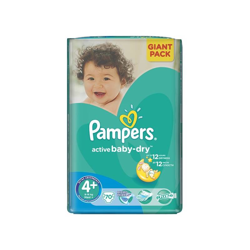 pieluchy pampers active baby-dry 4+ maxi+