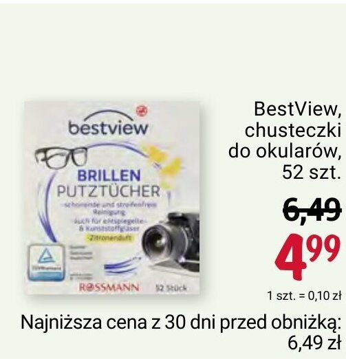 chusteczki nawilżane do okularów rossmann