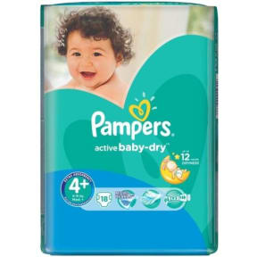 pieluchy pampers active baby-dry 4+ maxi+